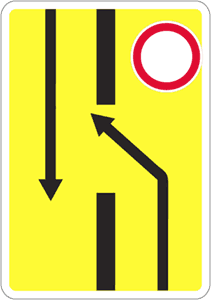 Дорожный знак 5.34.1 Предварительный указатель перестроения на другую проезжую часть