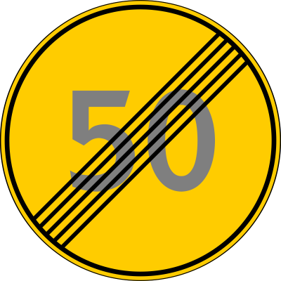 Дорожный знак 3.25.2 Конец зоны ограничения максимальной скорости